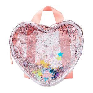 NEW Carter's Kid Clear Heart Shaped Dynamic Moving Rainbow Star Glitter Backpack